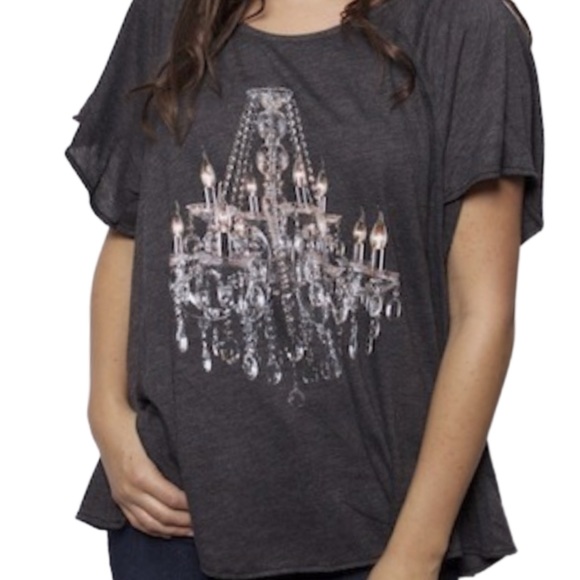 Wildfox Dark Grey Chandelier Graphic Tee - Picture 2 of 11